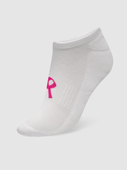 Sports Sock - White Cotton Soft with Pink Ribbon