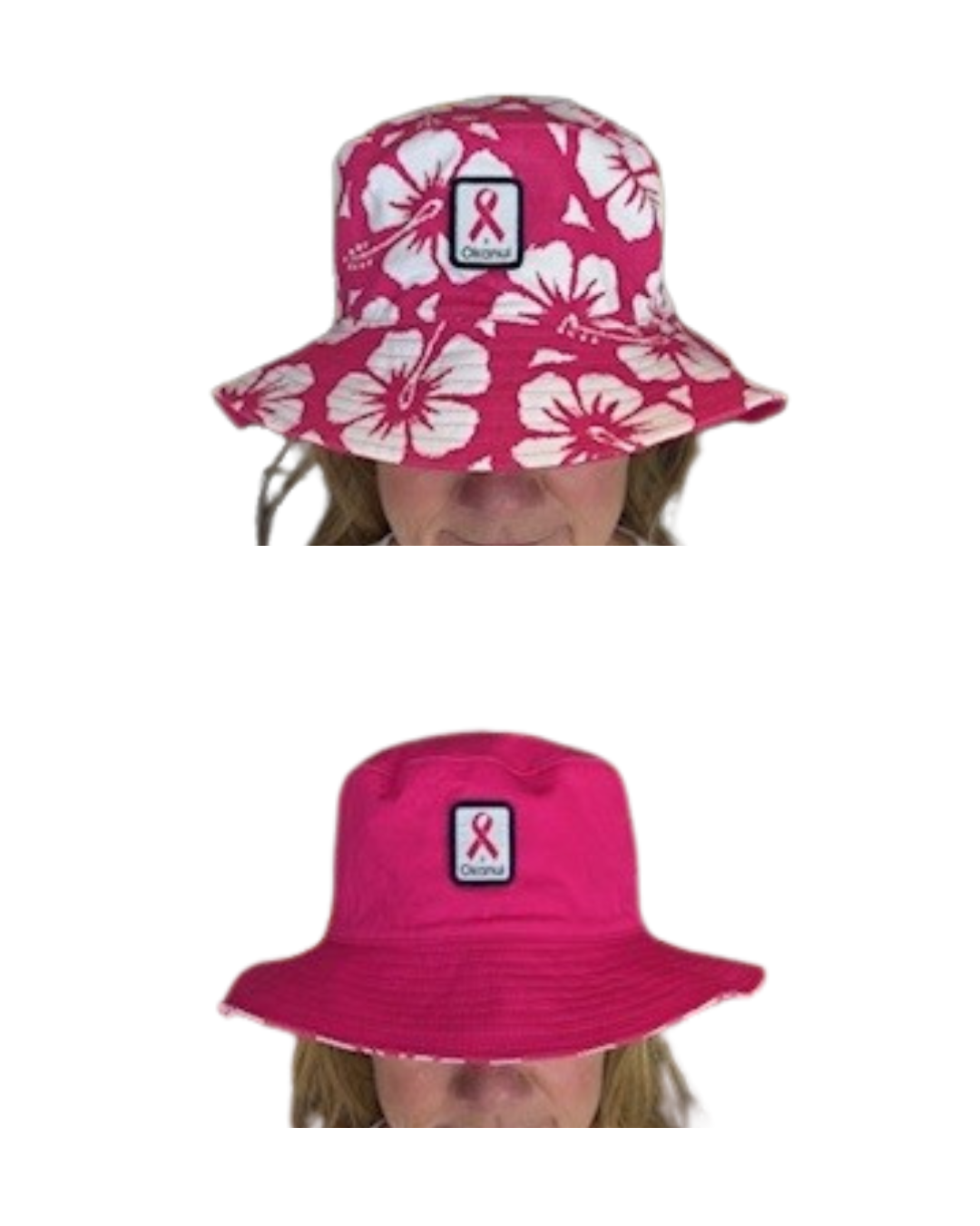 SBCF x Okanui Hibiscus Bucket Hat - Pink/White (pre order for delivery early Dec)