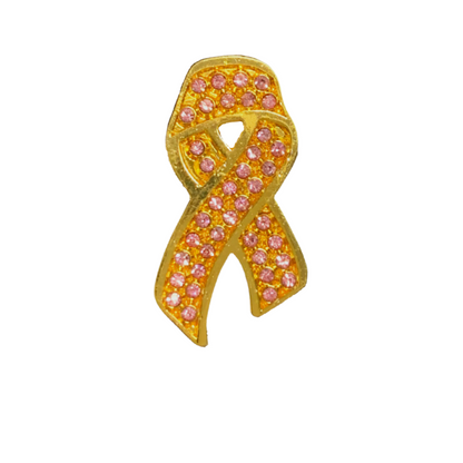 Pink Ribbon Pin in Gold